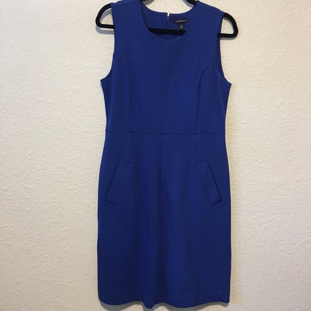 Lands End Sleeveless Blue Dress NWT